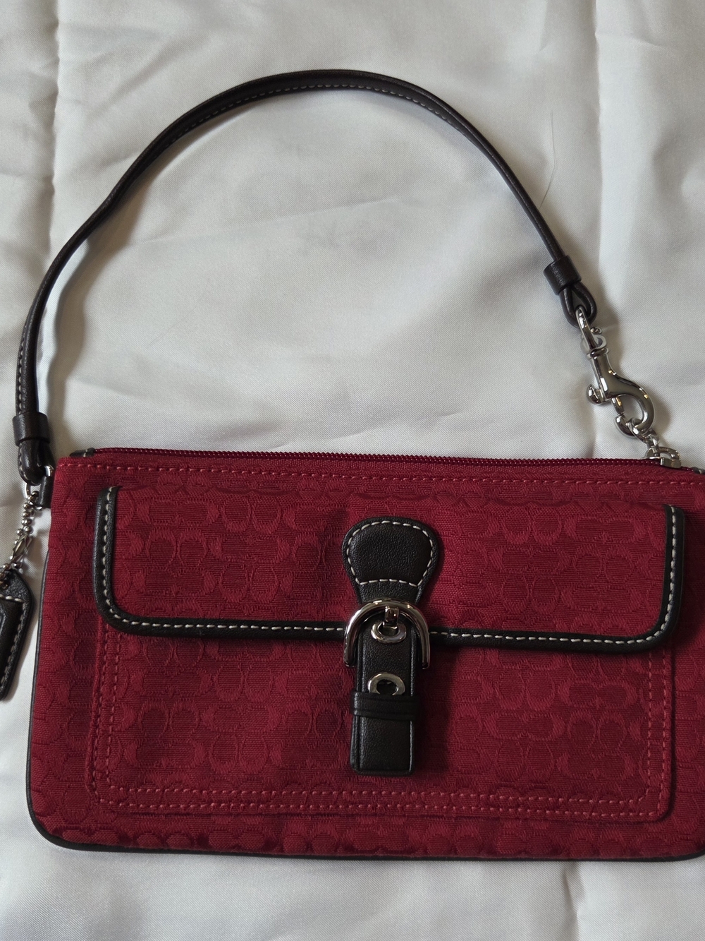 Vintage Coach Red Canvas Signature Wristlet